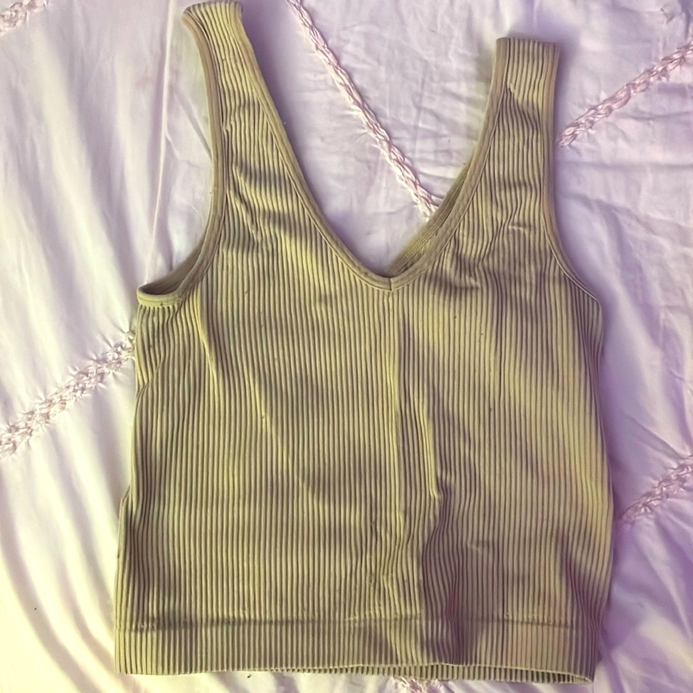 Beige Cropped Tank Top